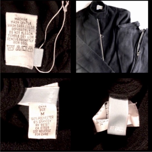 FaL NY Moto Set  Black Fleece Jacket & Pants Size Medium - Picture 15 of 16